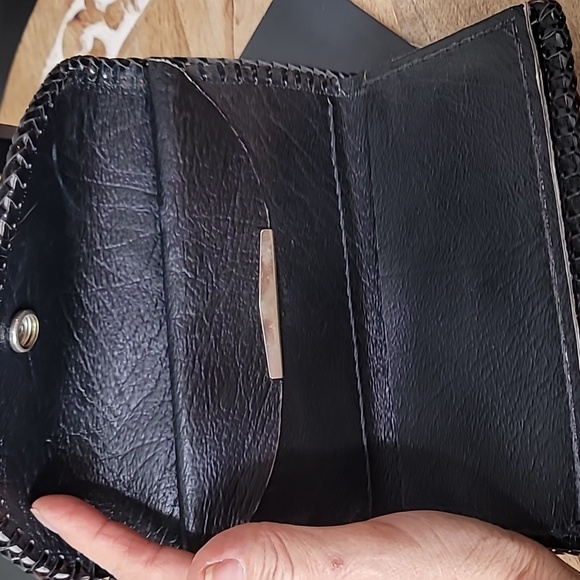 Leather Brown Cowhide Wallet Black Leather Trim - Picture 6 of 12